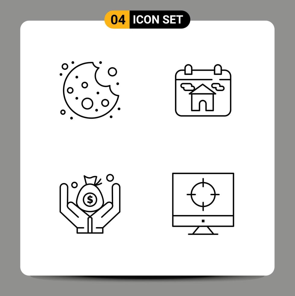 4 Line concept for Websites Mobile and Apps bite save calendar house seo Editable Vector Design Elements