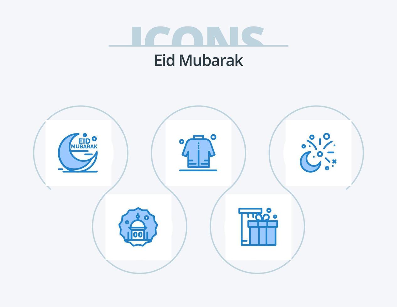 eid mubarak blue icon pack 5 diseño de iconos. hombre. chaqueta. Eid. musulmán. luna vector