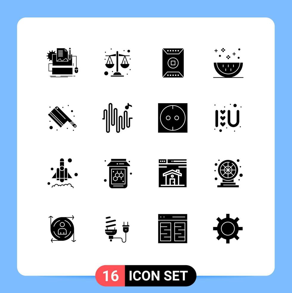 Universal Icon Symbols Group of 16 Modern Solid Glyphs of slice food field drinks stadium Editable Vector Design Elements