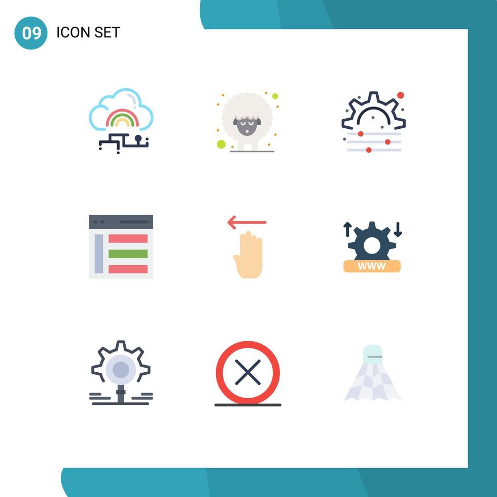 Set of 9 Modern UI Icons Symbols Signs for finger sidebar spring left communication Editable Vector Design Elements