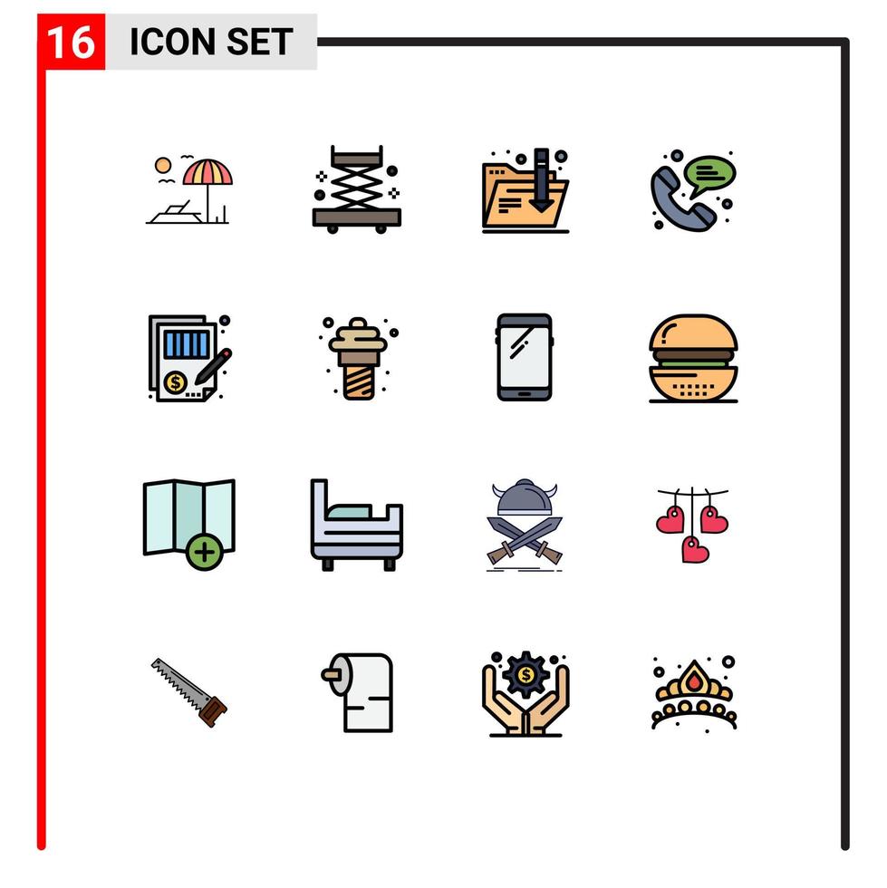 Set of 16 Modern UI Icons Symbols Signs for yogurt justice internet document accuracy Editable Creative Vector Design Elements