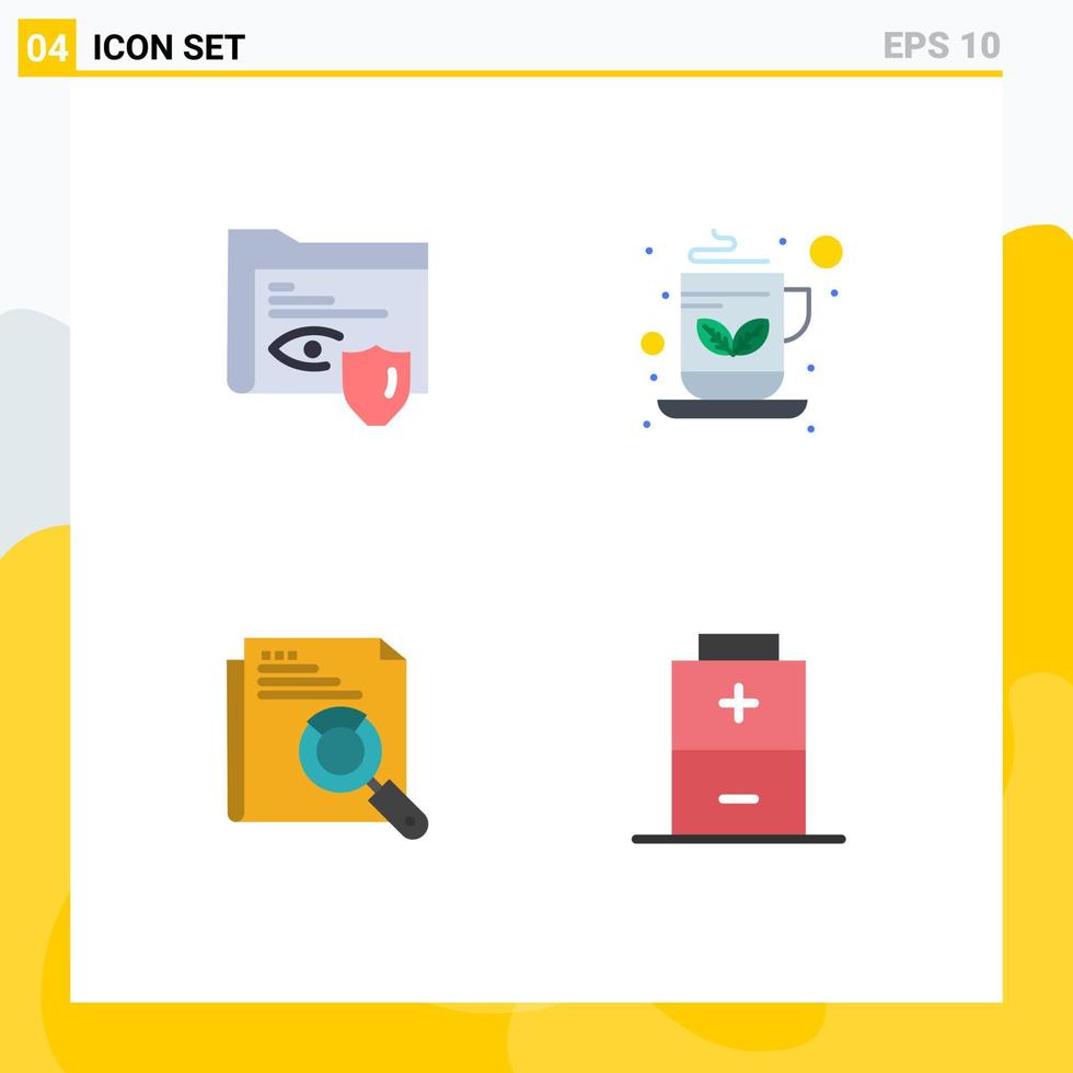 Pack of 4 Modern Flat Icons Signs and Symbols for Web Print Media such as gdpr search surveillance tea page search Editable Vector Design Elements