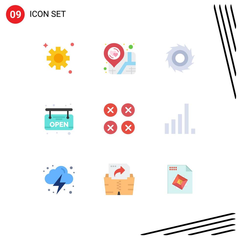 Group of 9 Modern Flat Colors Set for ux layout blades creative supermarket Editable Vector Design Elements