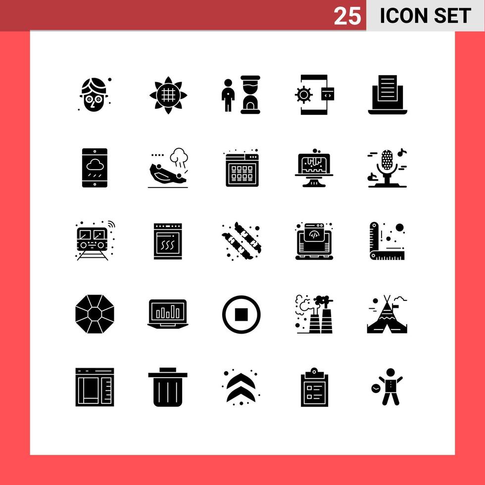 Stock Vector Icon Pack of 25 Line Signs and Symbols for laptop development deadline develop app Editable Vector Design Elements