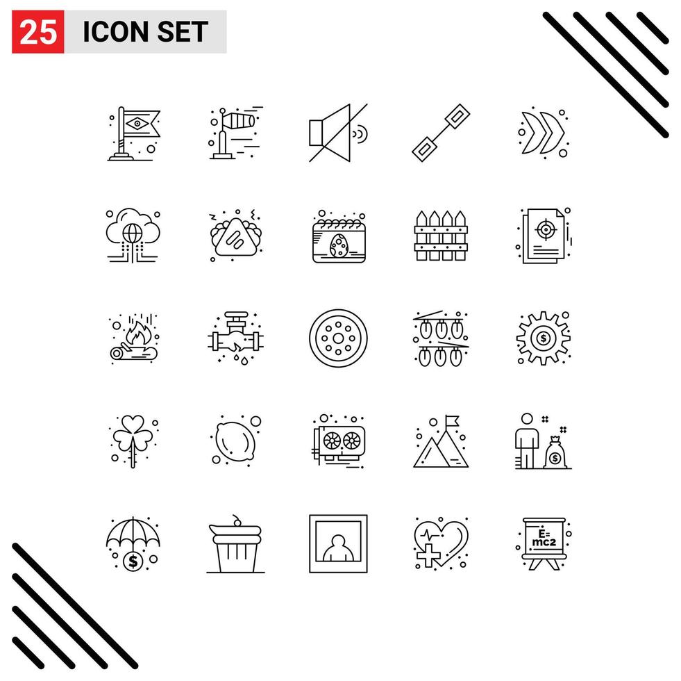 Line Pack of 25 Universal Symbols of multimedia direction speaker arrow link Editable Vector Design Elements