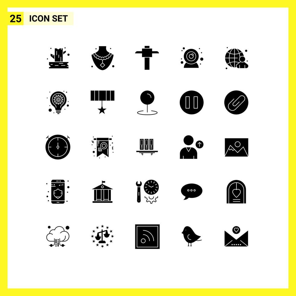 Stock Vector Icon Pack of 25 Line Signs and Symbols for idea internet pick human businessman Editable Vector Design Elements