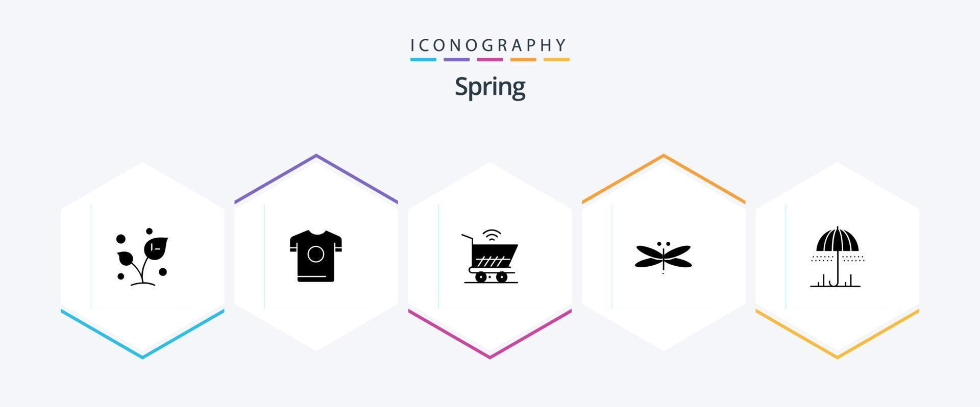 Spring 25 Glyph icon pack including spring. dragons. spring. dragonfly. shopping vector
