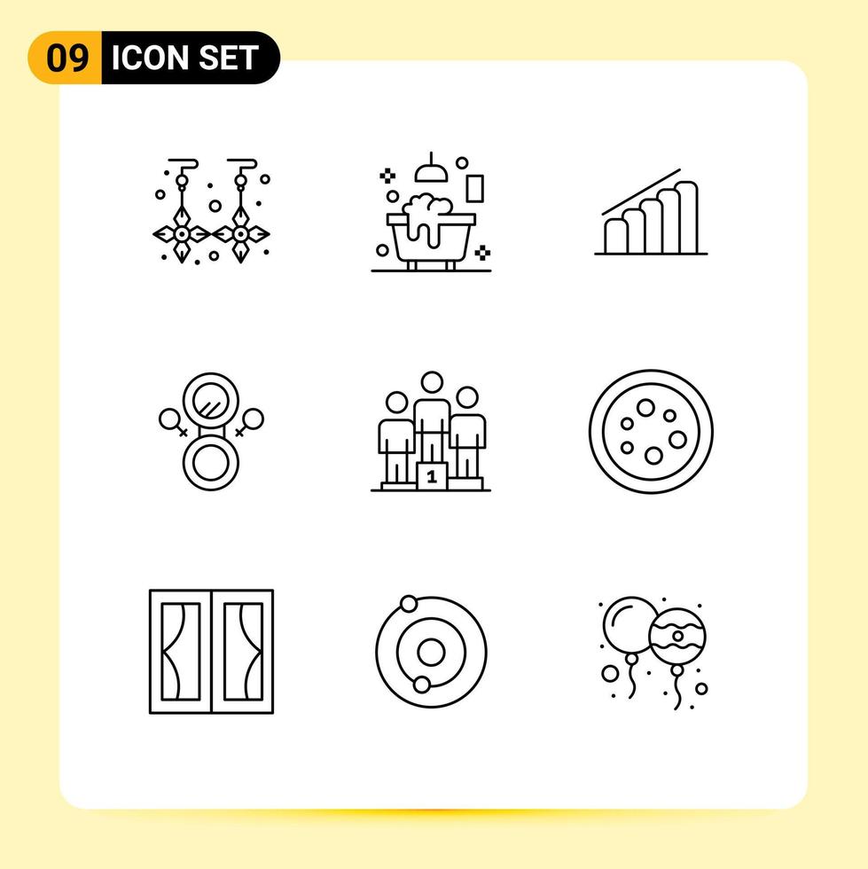 9 Outline concept for Websites Mobile and Apps podium winners chart symbol mirror Editable Vector Design Elements