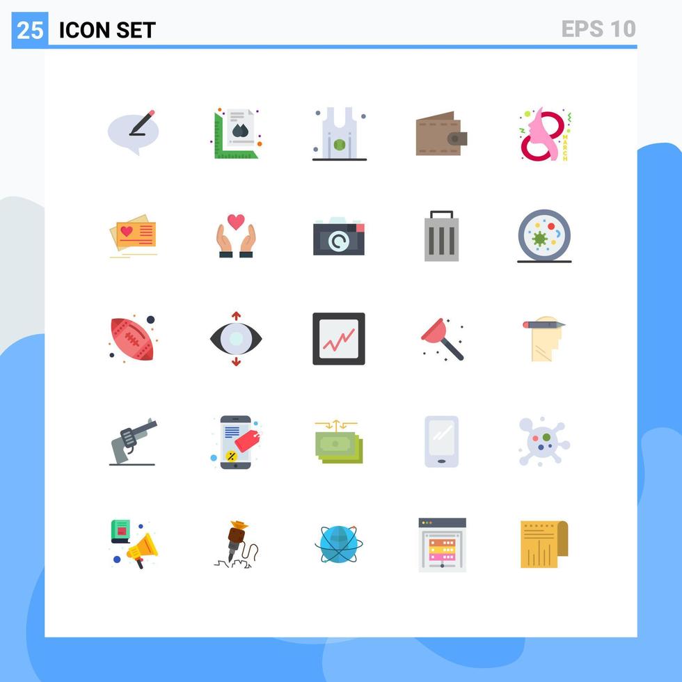 25 Universal Flat Colors Set for Web and Mobile Applications wallet money print beach sports Editable Vector Design Elements