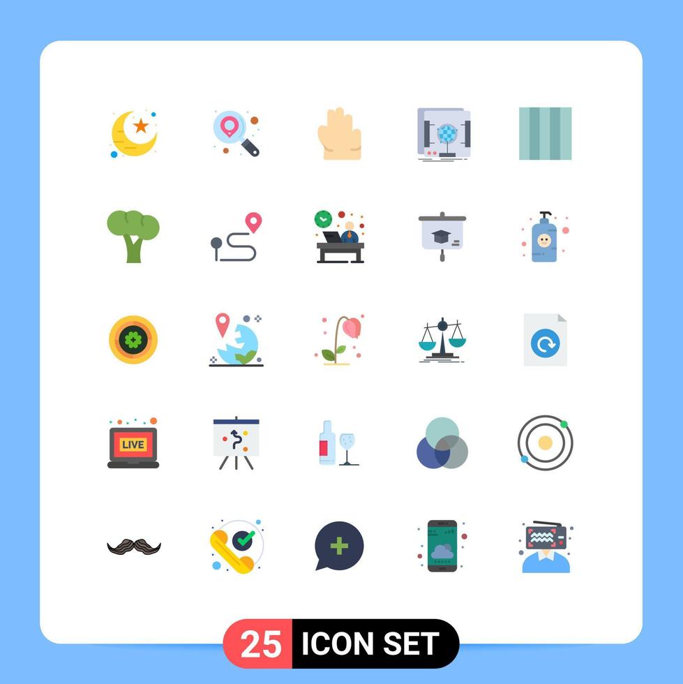 Flat Color Pack of 25 Universal Symbols of organic broccoli hand layout scanner Editable Vector Design Elements