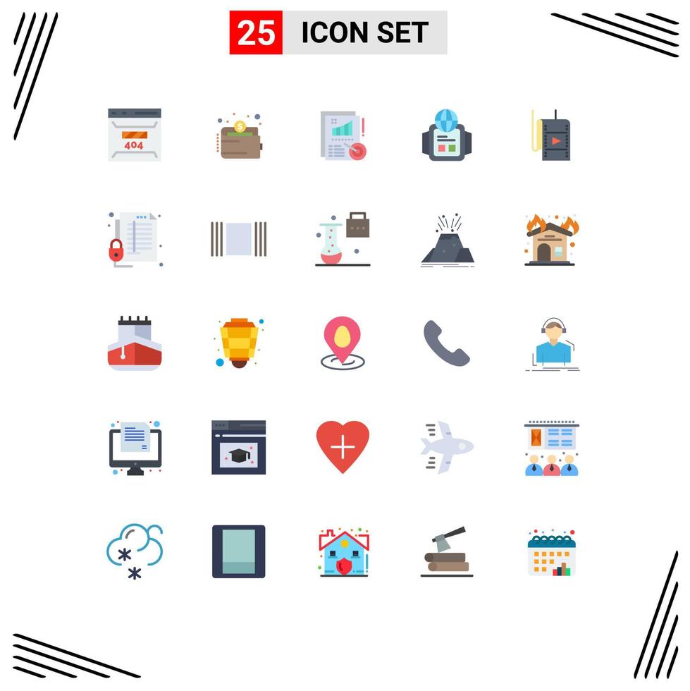 Stock Vector Icon Pack of 25 Line Signs and Symbols for movie world money watch design Editable Vector Design Elements