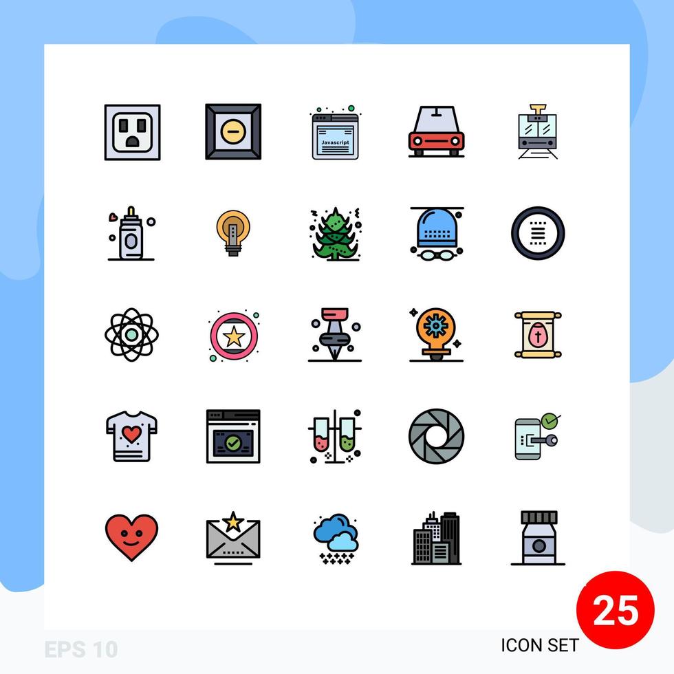 conjunto de 25 iconos de interfaz de usuario modernos signos de símbolos para vehículos de bebé servicio web tren elementos de diseño vectorial editables vector