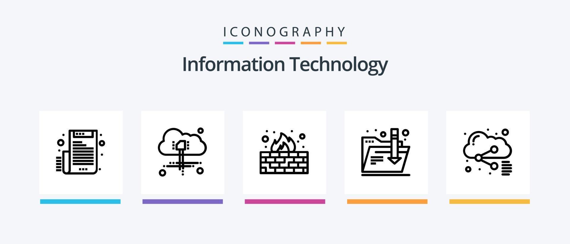 Information Technology Line 5 Icon Pack Including . mobile. network. cloud. ram. Creative Icons Design vector