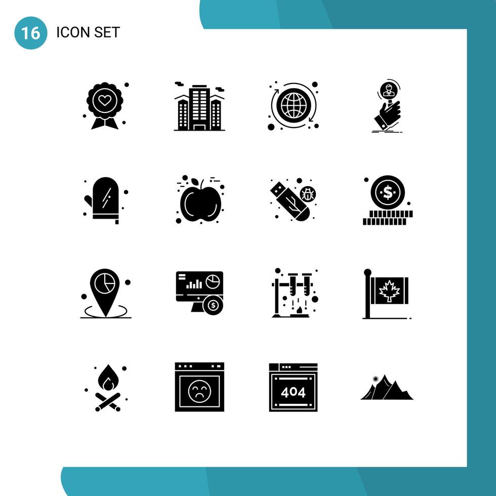 Modern Set of 16 Solid Glyphs and symbols such as human resource search work recruitment exchange Editable Vector Design Elements