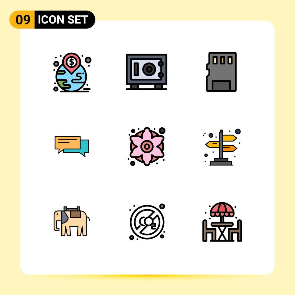 9 iconos creativos signos y símbolos modernos de conversación de voz burbuja de comunicación de memoria elementos de diseño vectorial editables vector