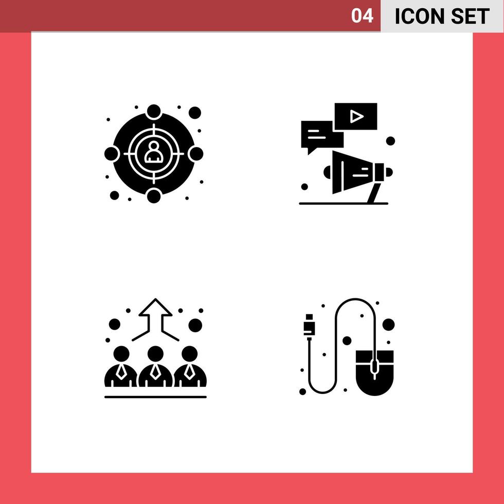 Mobile Interface Solid Glyph Set of Pictograms of audience employee megaphone chat management Editable Vector Design Elements