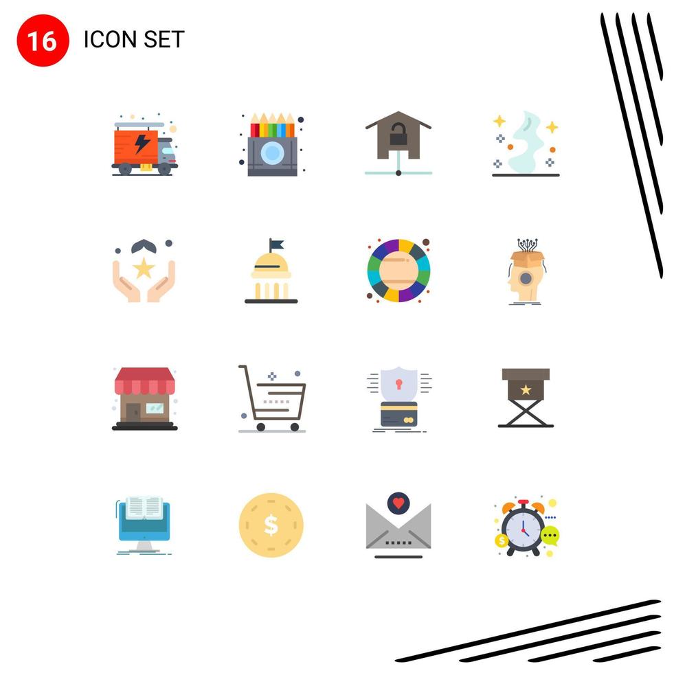 16 User Interface Flat Color Pack of modern Signs and Symbols of pray wish devices smoke technology Editable Pack of Creative Vector Design Elements