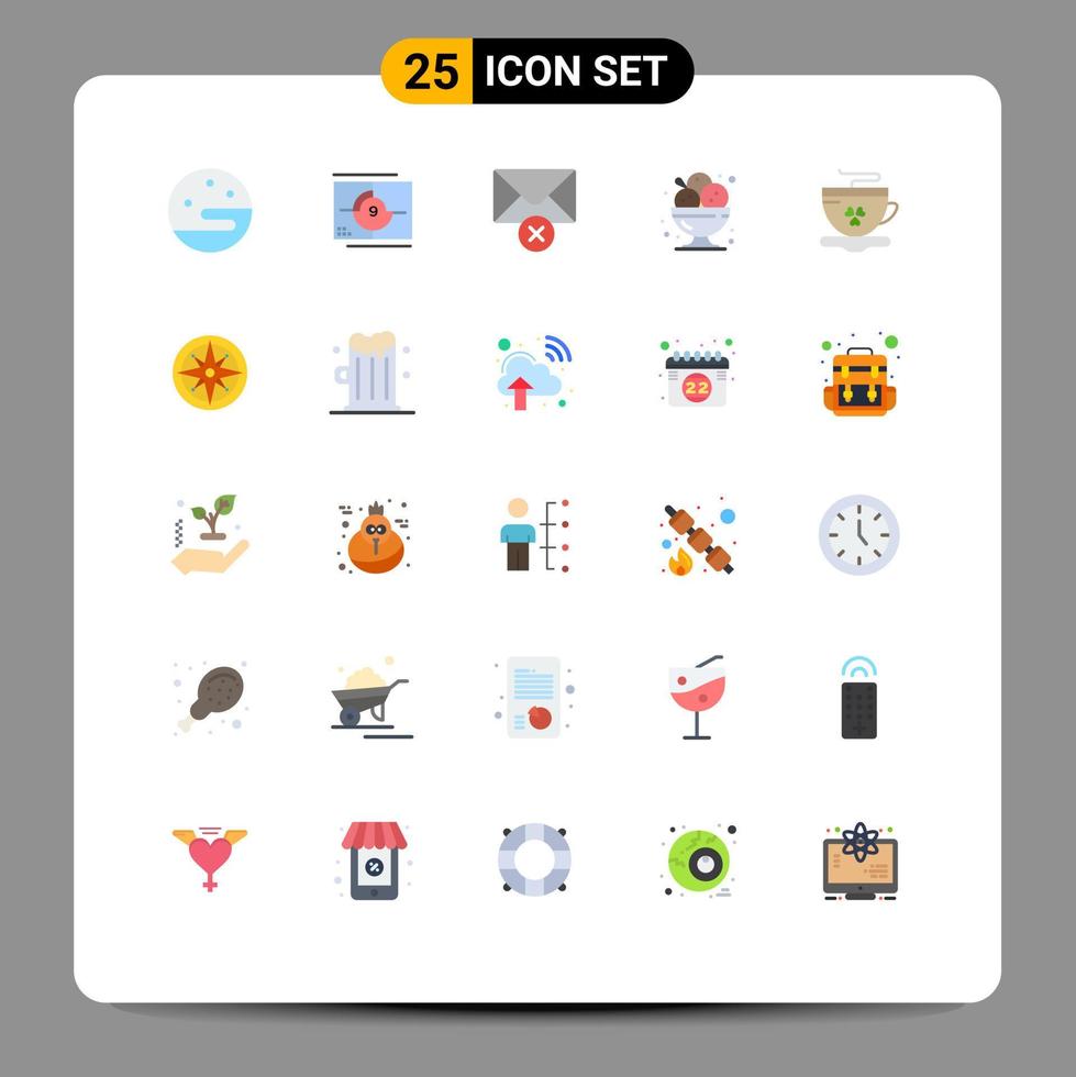 Modern Set of 25 Flat Colors and symbols such as coffee restaurant delete ice cream dessert Editable Vector Design Elements