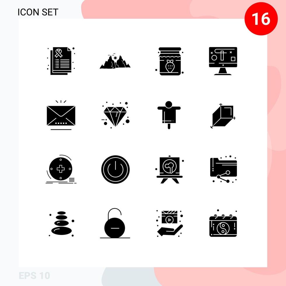 16 Creative Icons Modern Signs and Symbols of email display sun design breakfast Editable Vector Design Elements