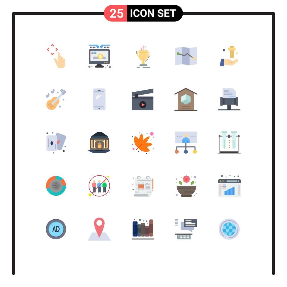25 Flat Color concept for Websites Mobile and Apps christian hand award point prize Editable Vector Design Elements