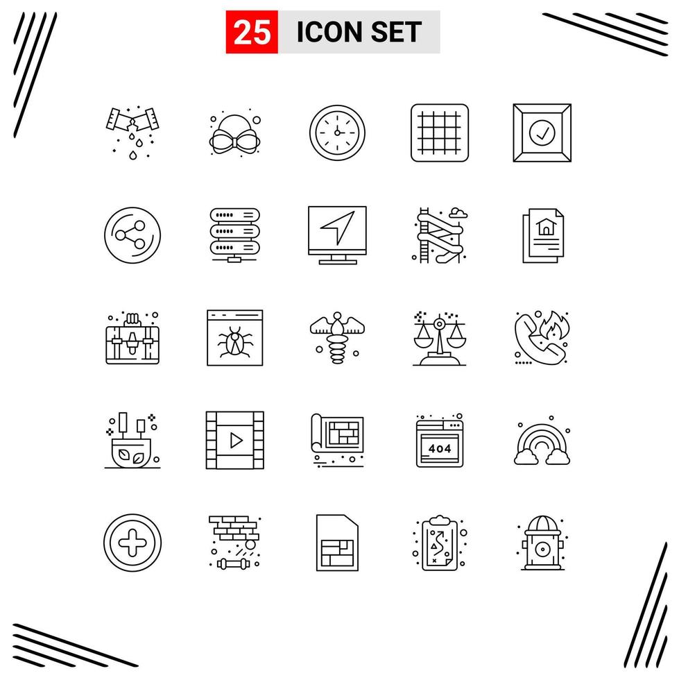 Set of 25 Vector Lines on Grid for sharing product devices delivered layout Editable Vector Design Elements