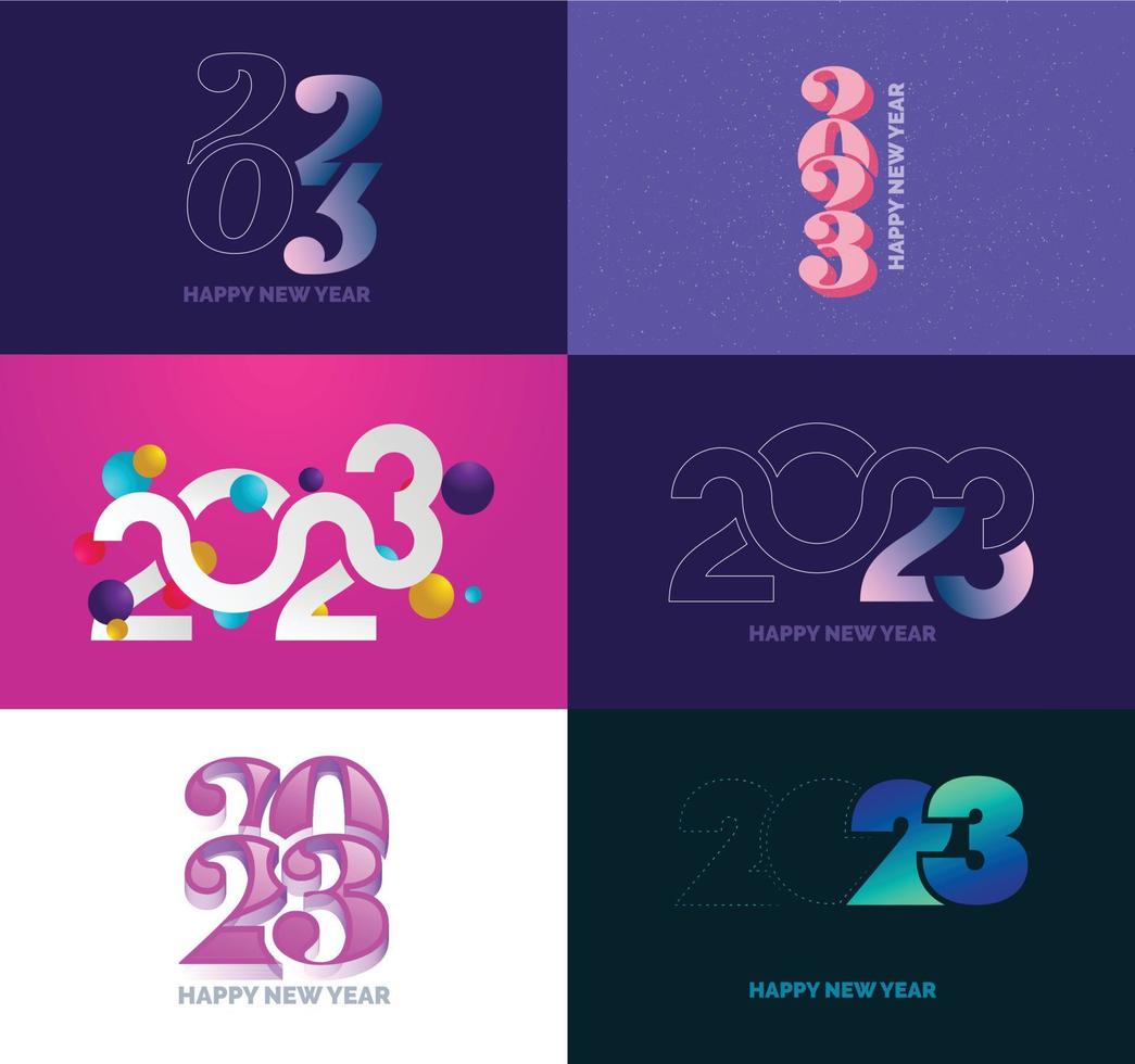 gran conjunto de 2023 feliz año nuevo diseño de texto de logotipo plantilla de diseño de número 2023 vector