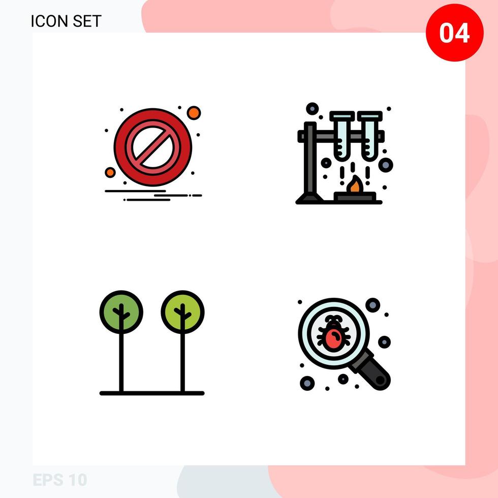 4 Filledline Flat Color concept for Websites Mobile and Apps block plant chemistry eco find Editable Vector Design Elements