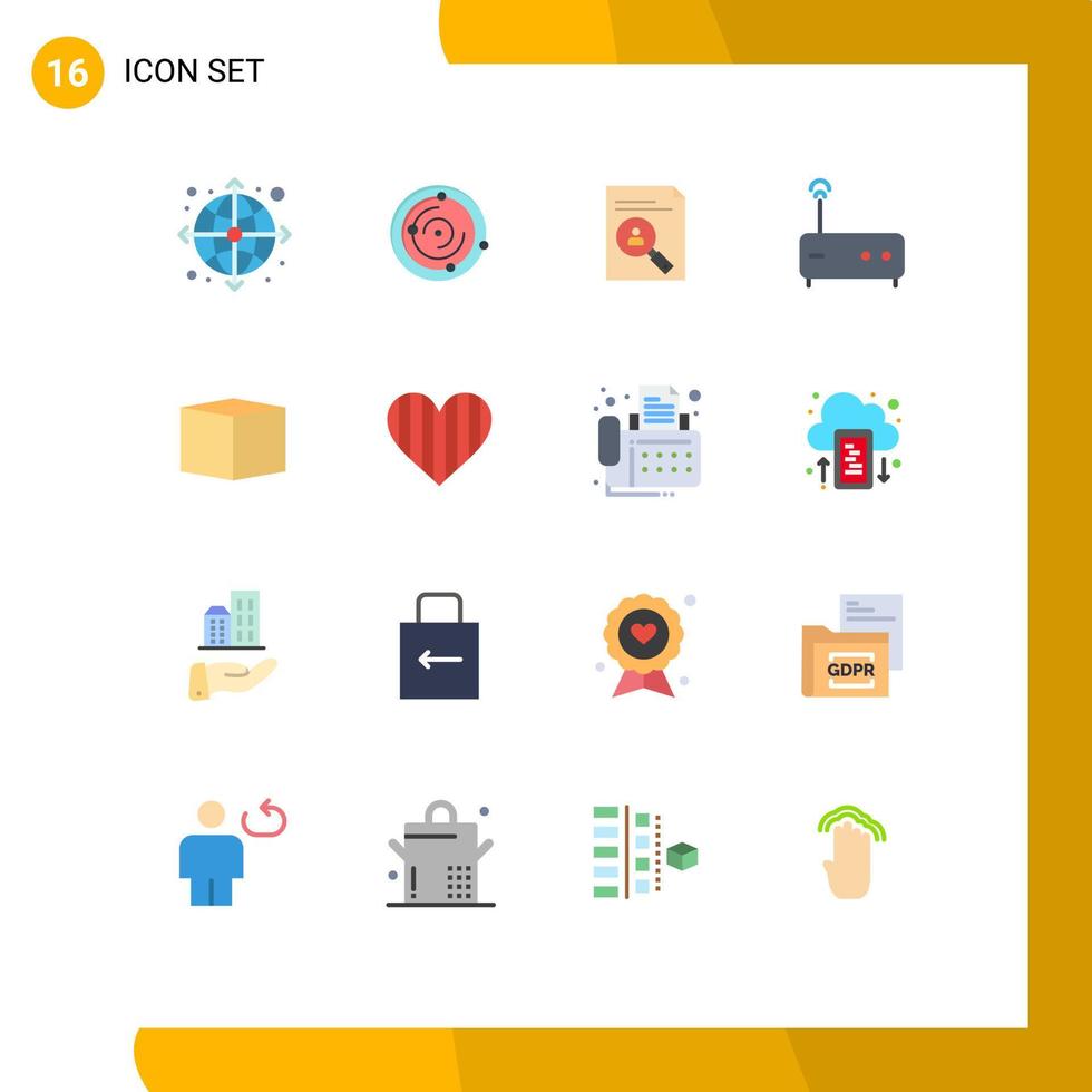 Set of 16 Modern UI Icons Symbols Signs for box modem application hub resume Editable Pack of Creative Vector Design Elements
