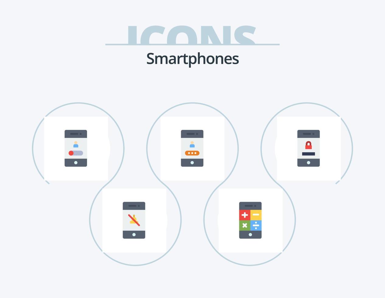 Smartphones Flat Icon Pack 5 Icon Design. locked. password. calling. lock. telephone vector