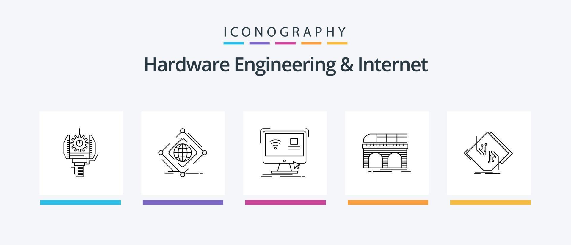 Hardware Engineering And Internet Line 5 Icon Pack Including internet. complex. hardware. traffic. monitoring. Creative Icons Design vector