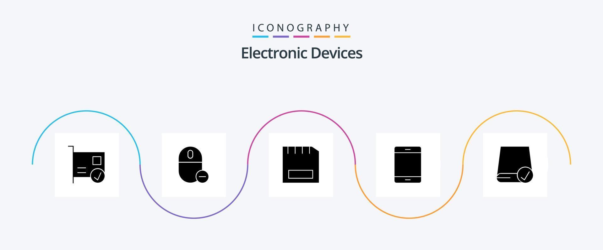 Devices Glyph 5 Icon Pack Including gadget. computers. mouse. hardware. devices vector