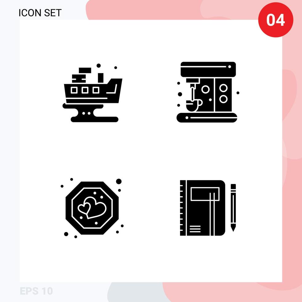 Set of 4 Modern UI Icons Symbols Signs for leaked label waste maker workbook Editable Vector Design Elements