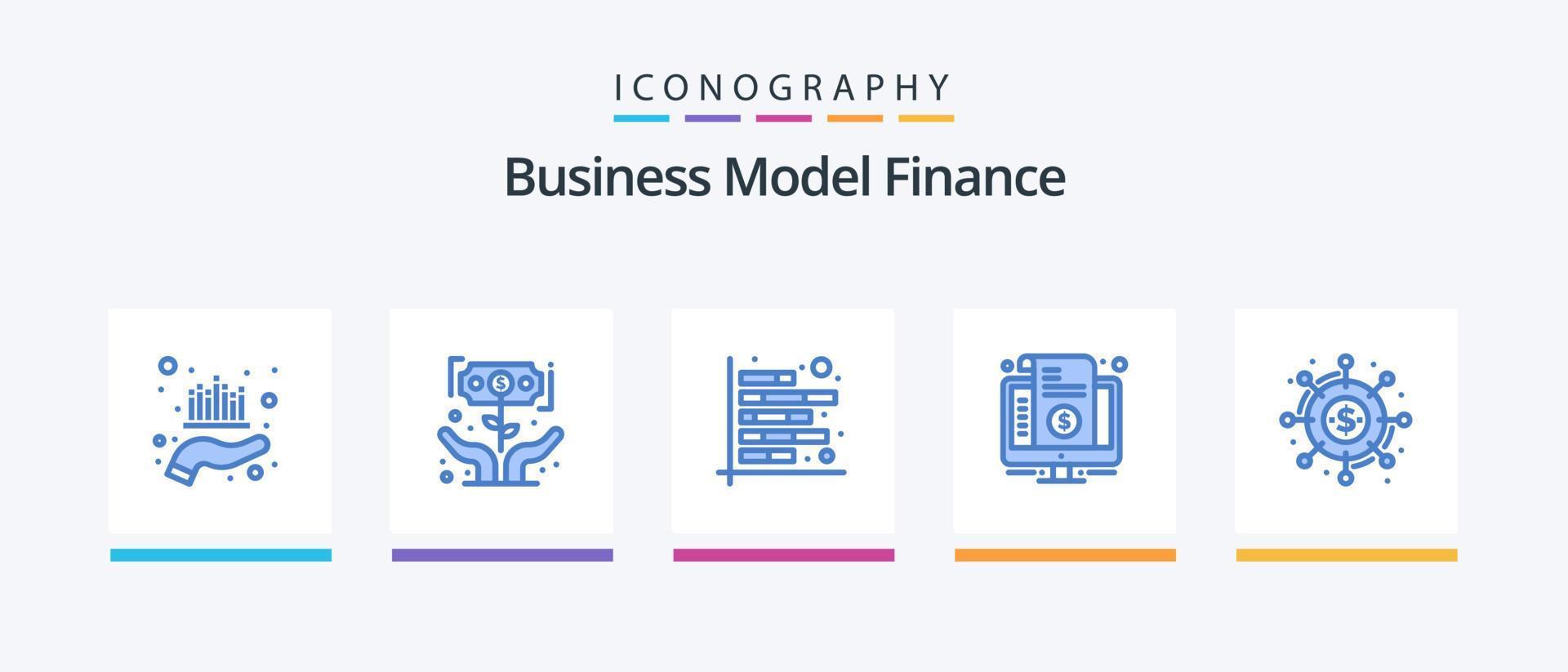 paquete de iconos de finanzas azul 5 que incluye factura. factura. inversor. informe. cifras. diseño de iconos creativos vector