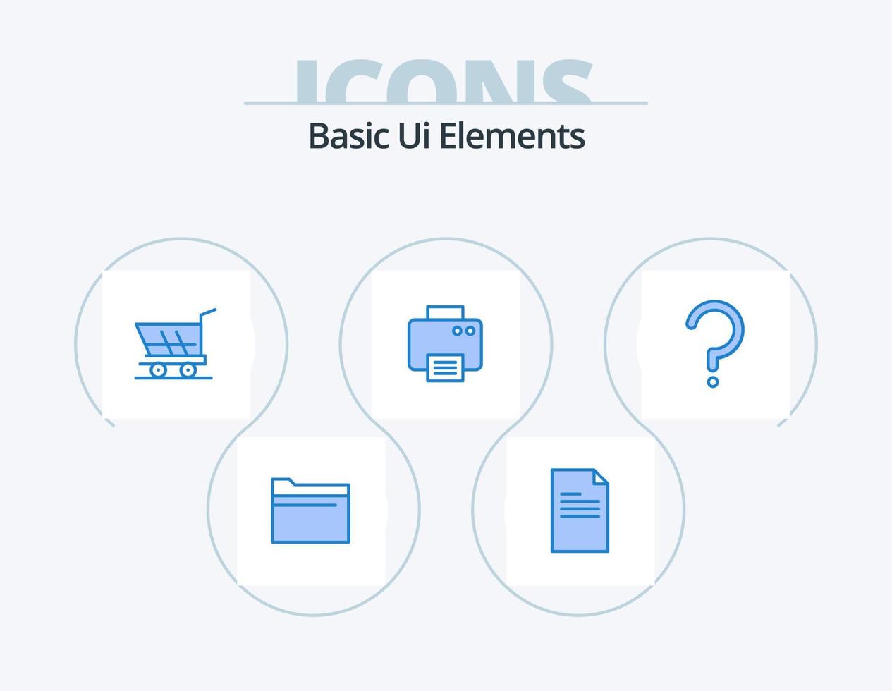 Basic Ui Elements Blue Icon Pack 5 Icon Design. question. machine. cart. printed. printer vector