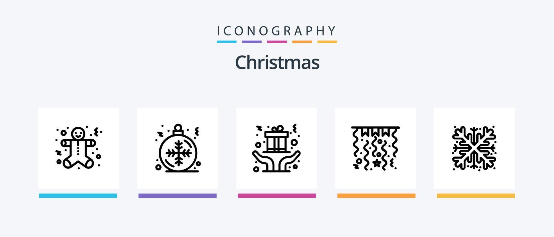 paquete de iconos de la línea navideña 5 que incluye música. Navidad. invierno. sombrero de Santa. gorro navideño. diseño de iconos creativos vector