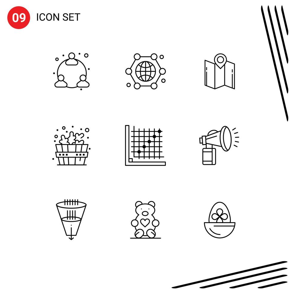Set of 9 Commercial Outlines pack for correction spa map sauna pointer Editable Vector Design Elements