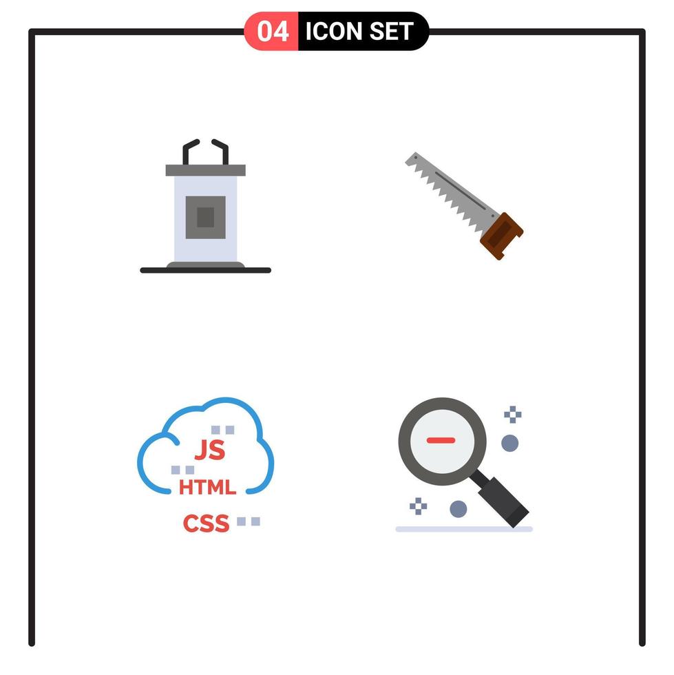 Stock Vector Icon Pack of 4 Line Signs and Symbols for desk cloud professor bade coding Editable Vector Design Elements