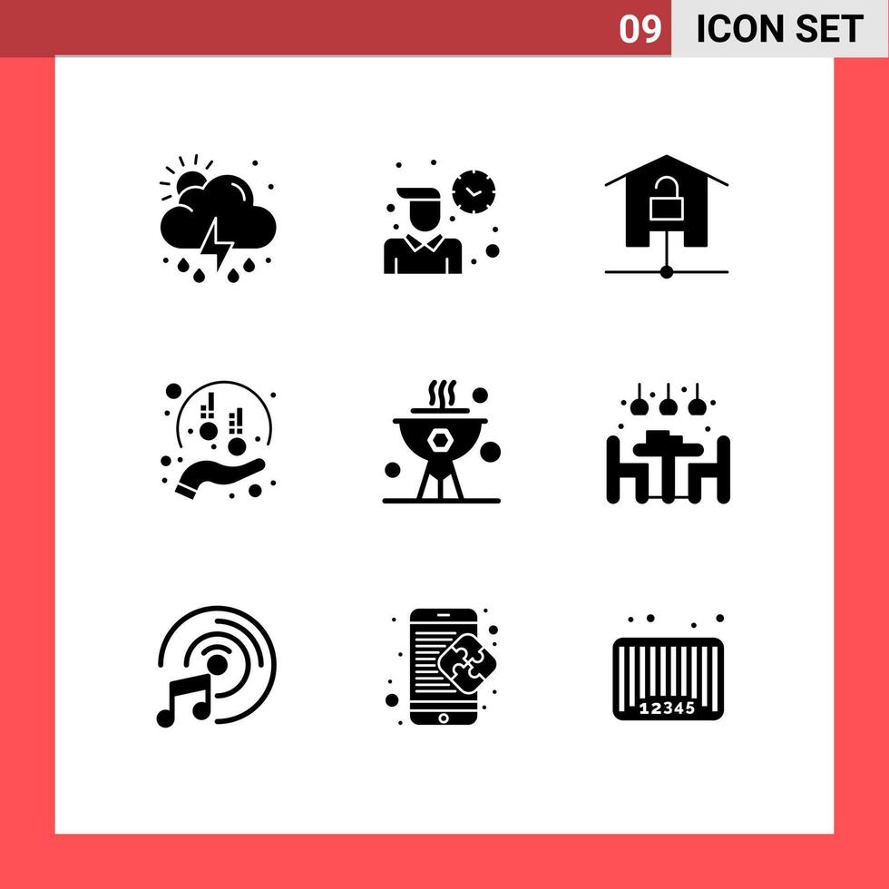 Group of 9 Solid Glyphs Signs and Symbols for sponsorship funds devices donation technology Editable Vector Design Elements