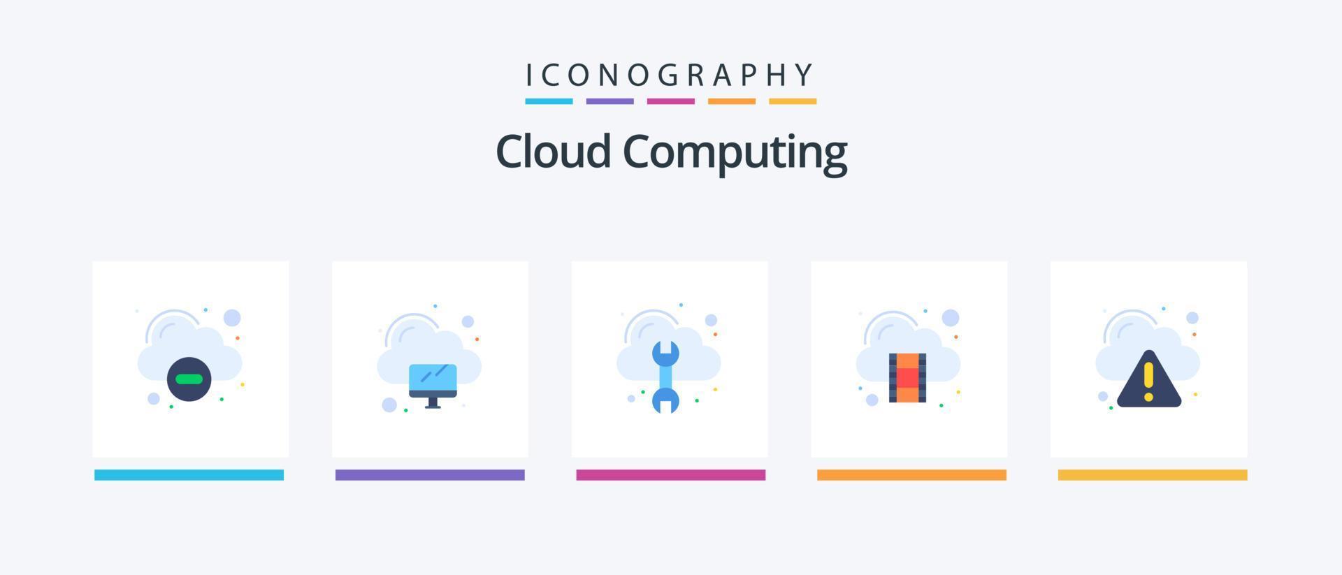 Cloud Computing Flat 5 Icon Pack Including error. cloud. storage. cloud. Creative Icons Design vector