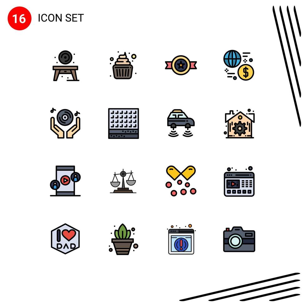 Set of 16 Modern UI Icons Symbols Signs for club money award global currency Editable Creative Vector Design Elements