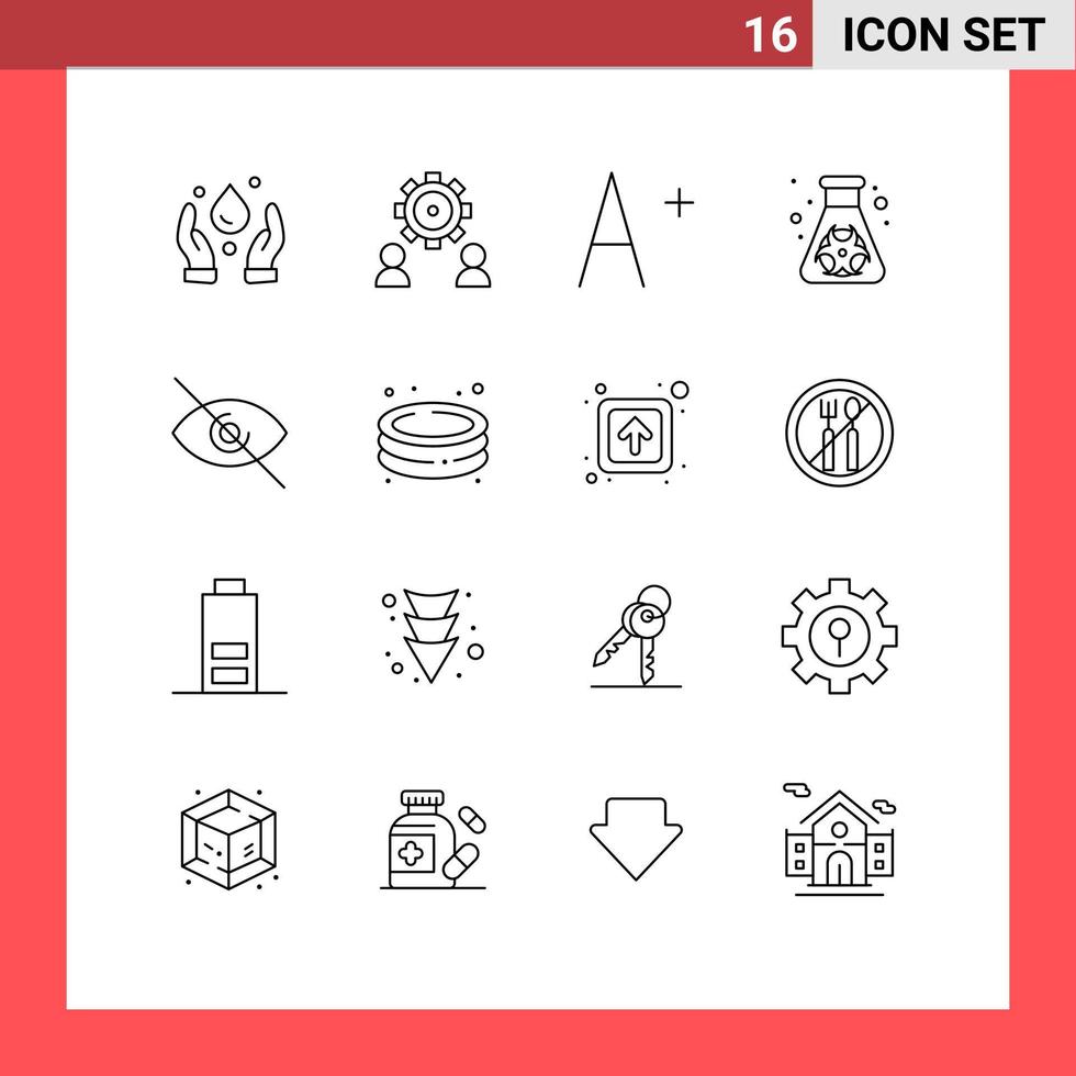 Set of 16 Vector Outlines on Grid for pool deny font eye pollution Editable Vector Design Elements