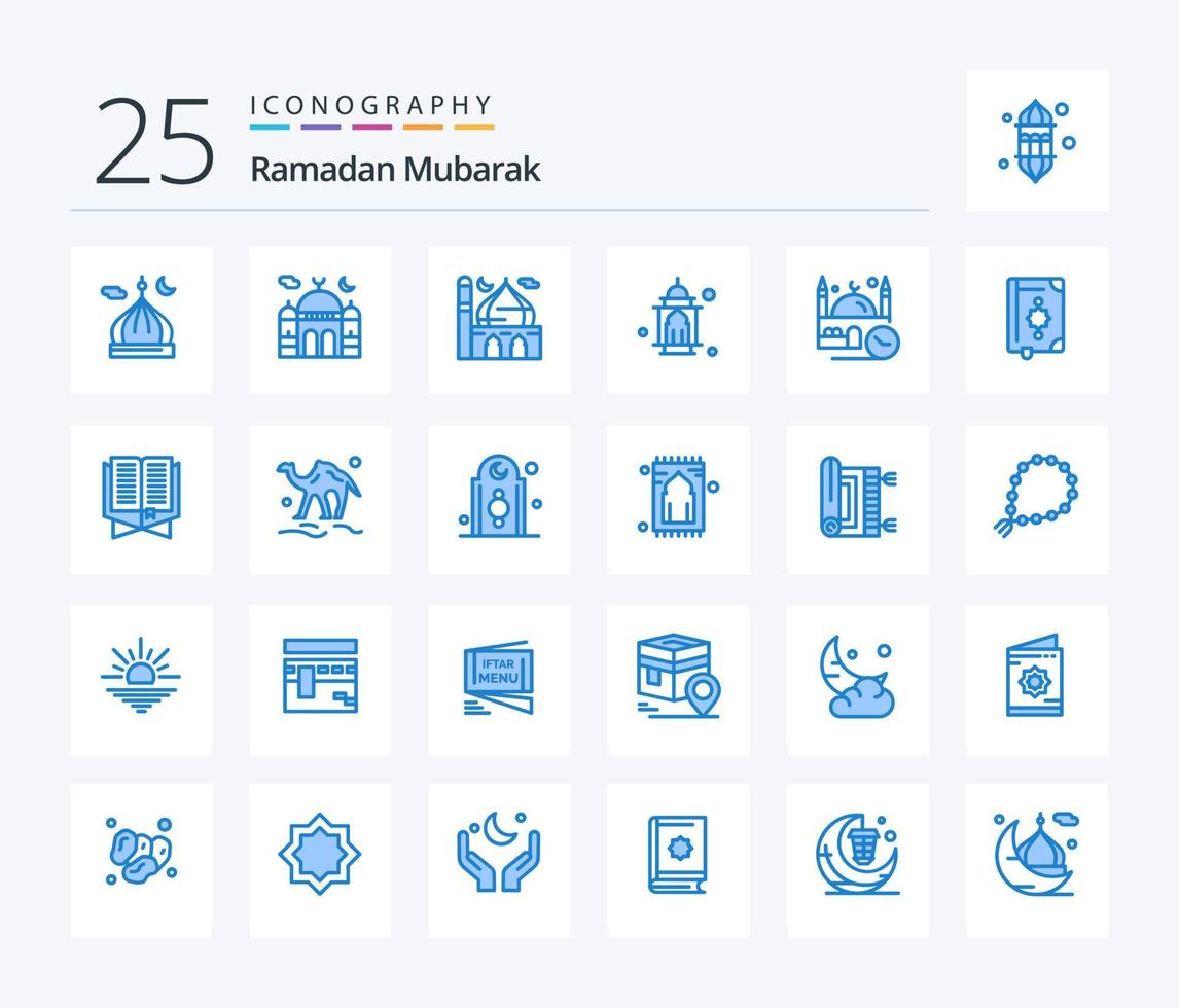 Ramadan 25 Blue Color icon pack including animal. camel. pray. bookmark. islam vector