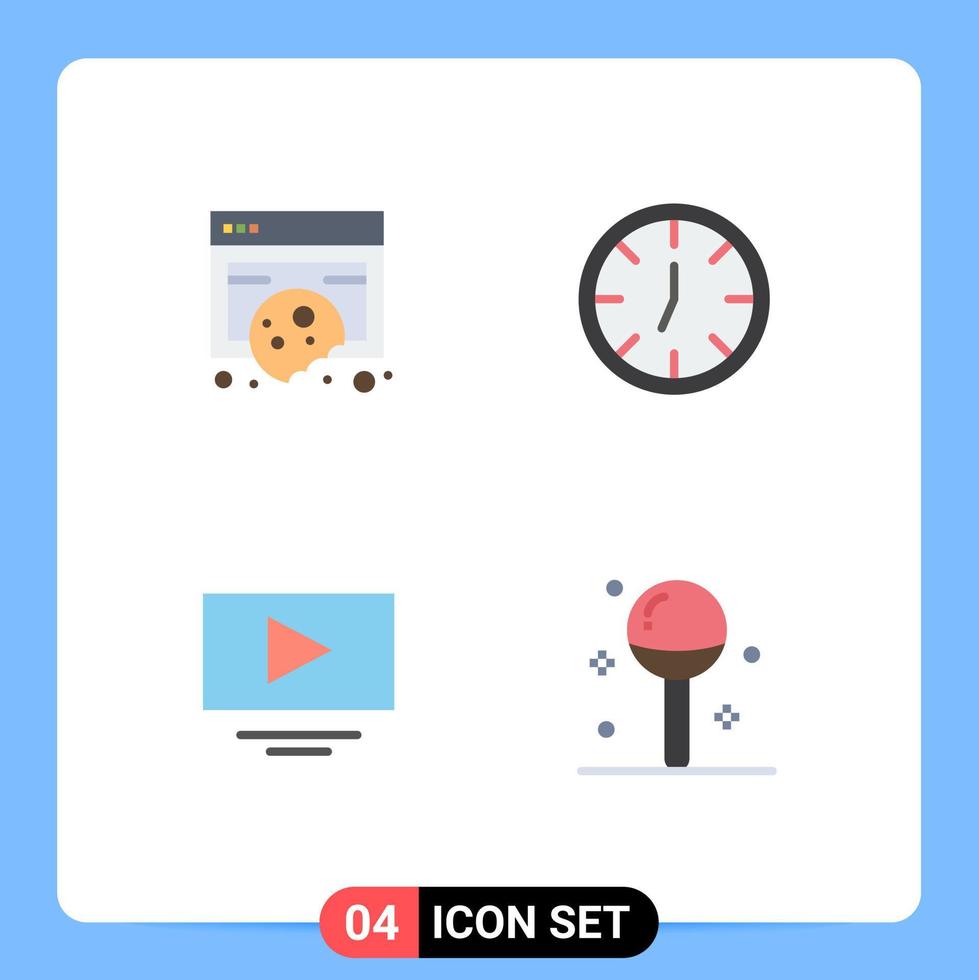 Pictogram Set of 4 Simple Flat Icons of compliance play policy interior cooking Editable Vector Design Elements