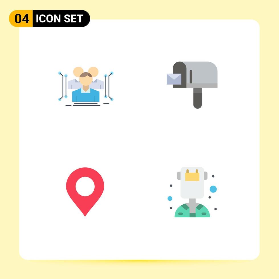 4 Universal Flat Icons Set for Web and Mobile Applications anthropometry location human mail world Editable Vector Design Elements