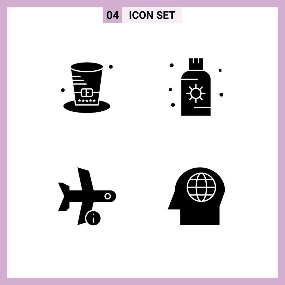 Stock Vector Icon Pack of 4 Line Signs and Symbols for day flight usa summer plane Editable Vector Design Elements