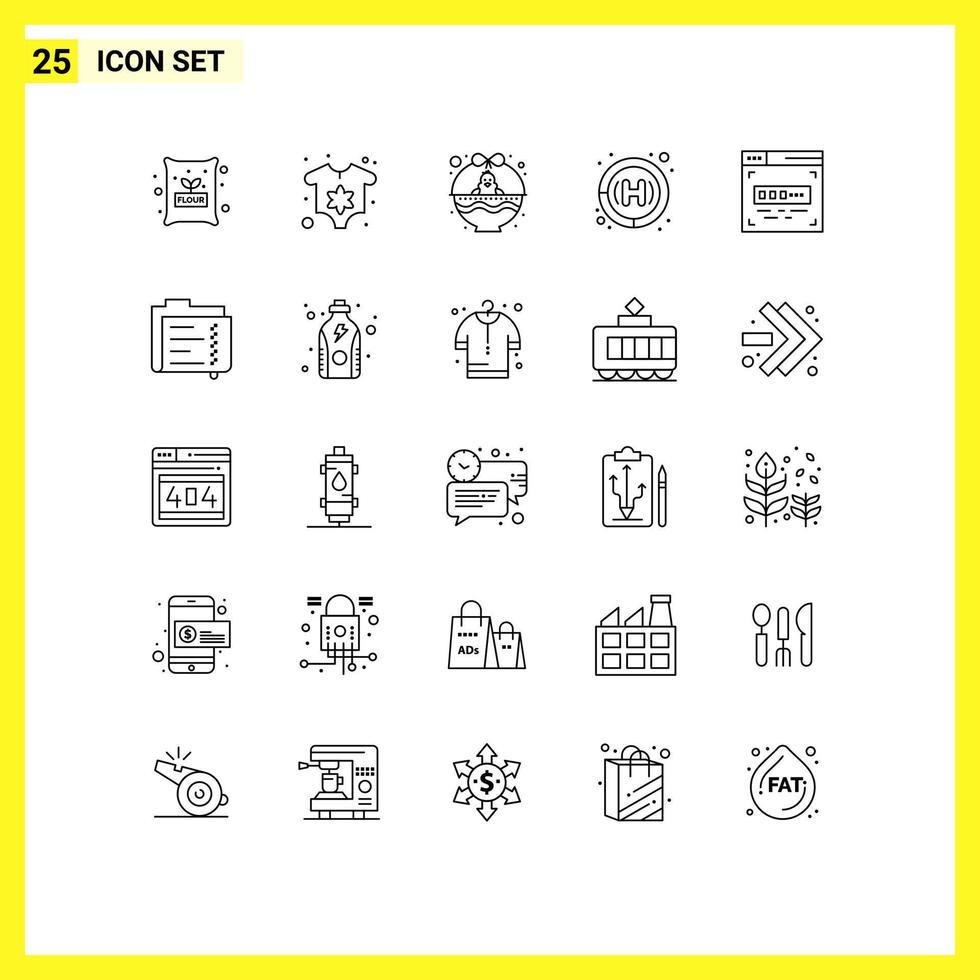 Group of 25 Lines Signs and Symbols for front end development code cart hospital clinic Editable Vector Design Elements