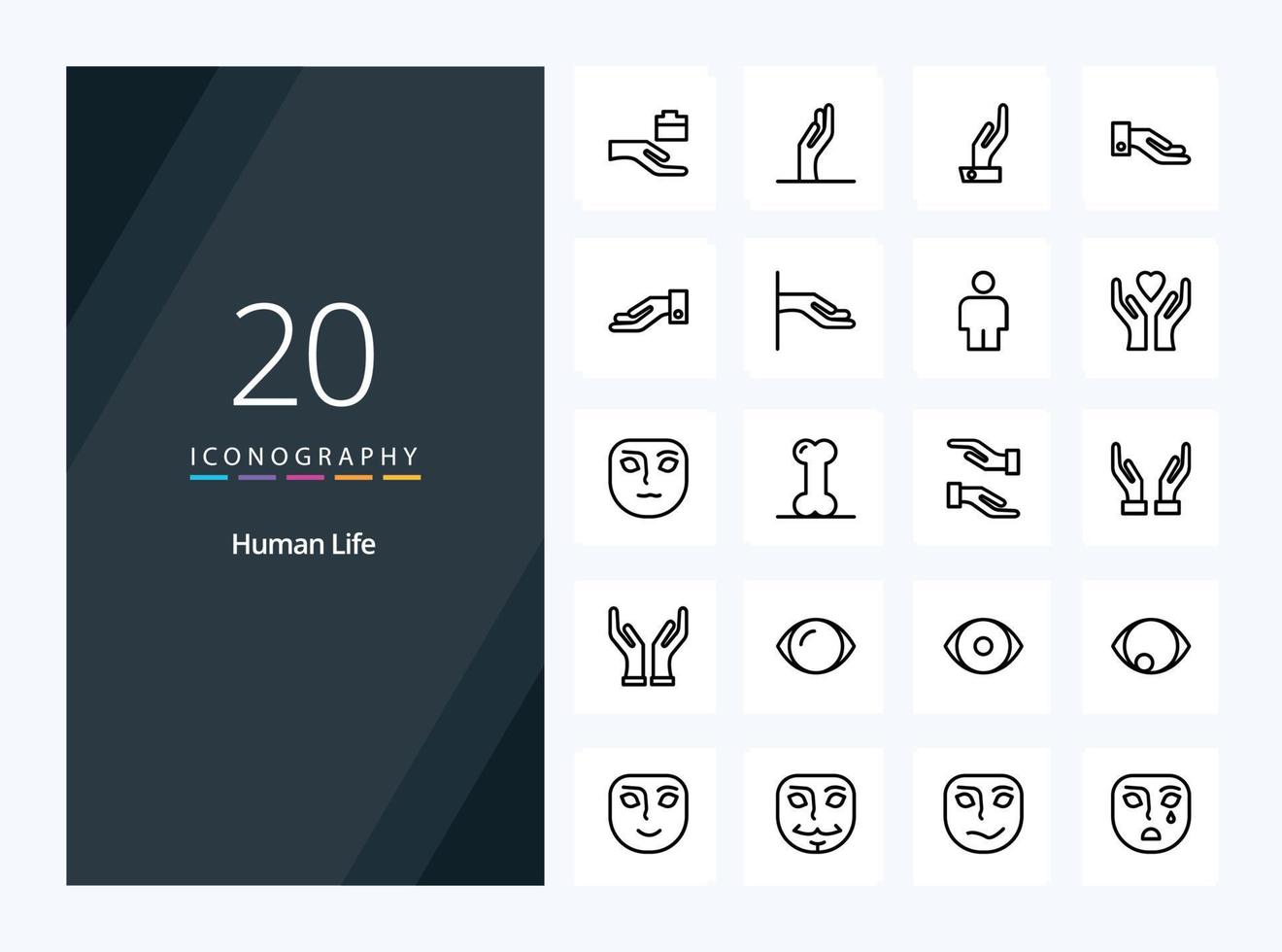 20 icono de contorno humano para presentación vector