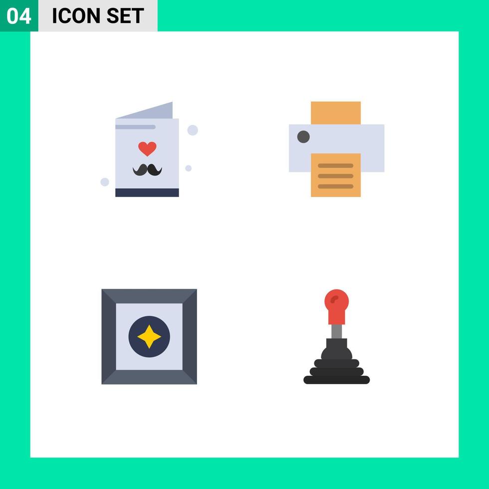 Set of 4 Vector Flat Icons on Grid for dad product card printing auto Editable Vector Design Elements