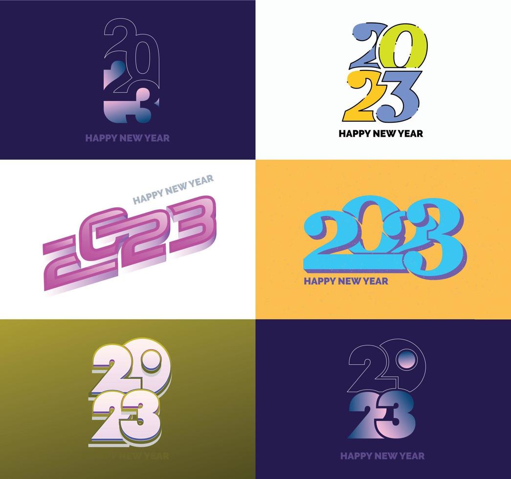 gran conjunto de 2023 feliz año nuevo diseño de texto de logotipo plantilla de diseño de número 2023 vector