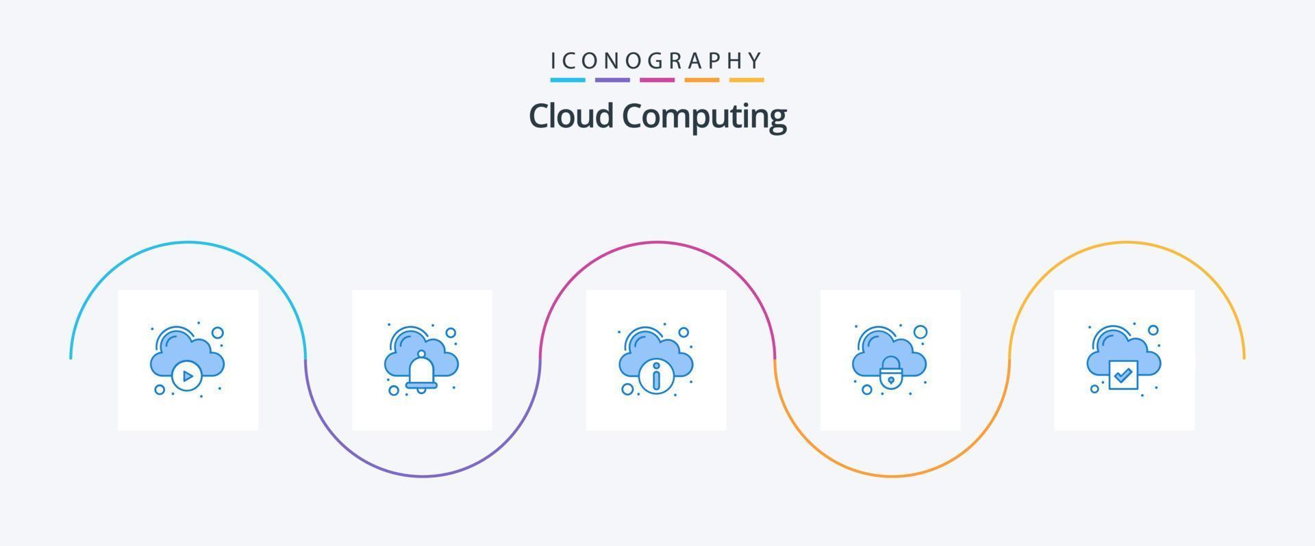 paquete de iconos azul 5 de computación en la nube que incluye la nube. seguridad. nube. candado. nube vector